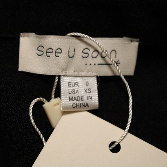 Anthropologie See U Soon Sheer Sleeve Black Collared Button Blouse Size XS - Picture 6 of 10